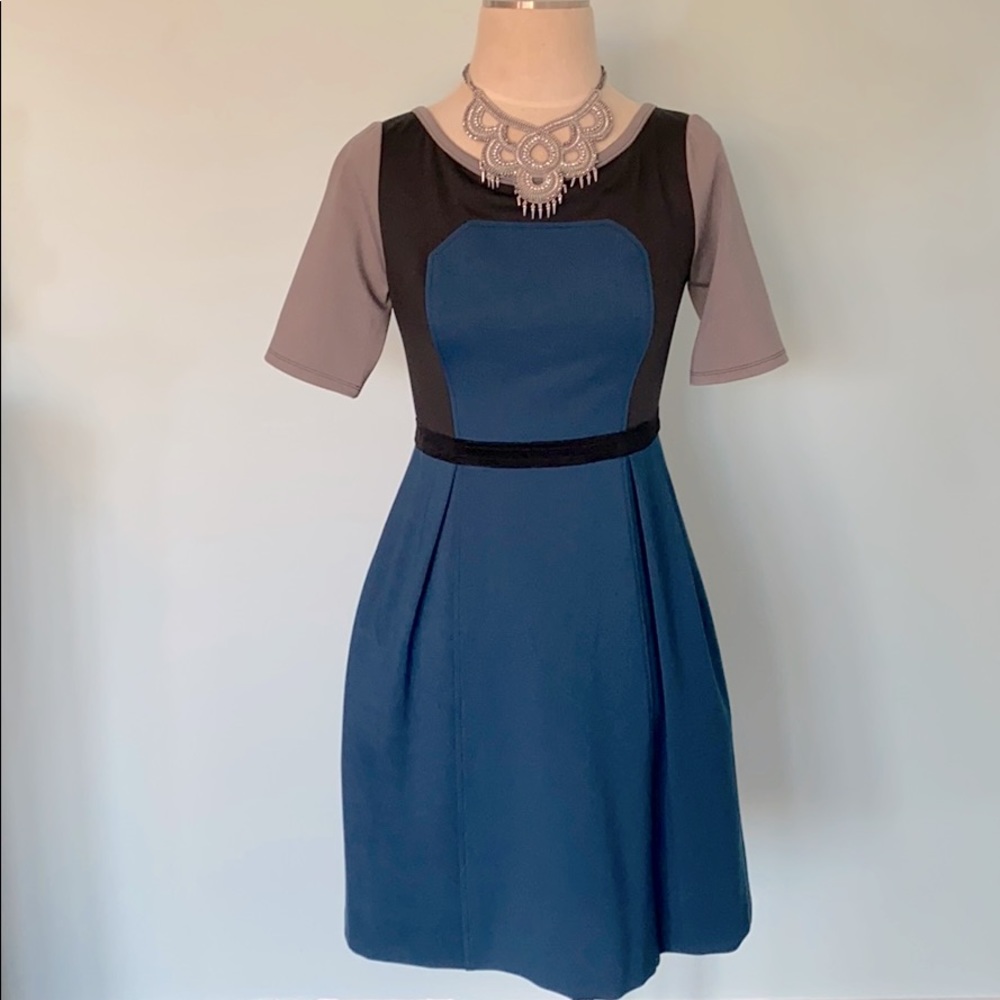 Anthropologie Tracy Reese Blue and Black Mini Dress